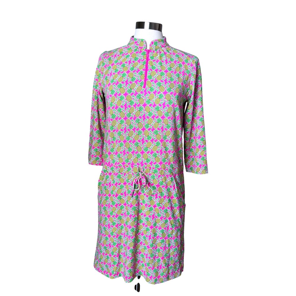 IBKUL Womens Pink Pineapple Print UPF 50+‎ Quarter Zip Golf Sporty Dress Small - Picture 14 of 15